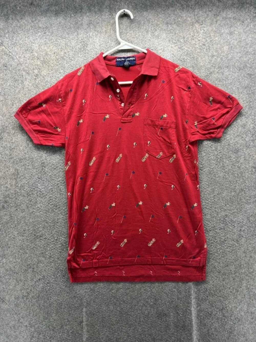 Ralph Lauren Polo Shirt Men Small Red Golf Embroidered Cotton Pocket Casual